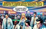 A Marvel-style comic shows casino psychologists in lab coats observing players through two-way mirrors. On the casino floor, table limits shift on digital displays based on emotion-sensing AI. A dramatic narrator bubble explains the mind tricks in play.