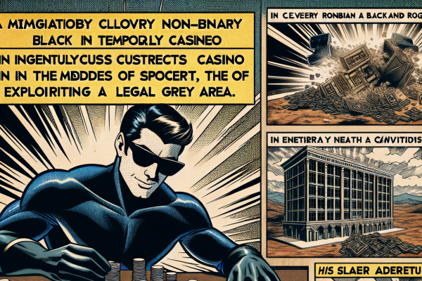 A comic tale of a brilliant rogue who builds a pop-up casino in the desert to satisfy a legal loophole. Courtroom and construction scenes are drawn like a superhero origin story.